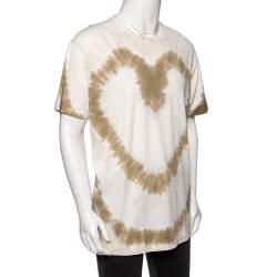 Givenchy White Tie-Dye Heart Printed Cotton Crewneck Oversized T-Shirt M