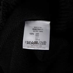 Givenchy Black Fair Isle Logo Knit Wool Frayed Edged Sweater M