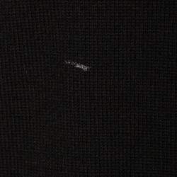 Givenchy Black Fair Isle Logo Knit Wool Frayed Edged Sweater M