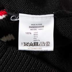 مملوكة مسبقًا Givenchy Black Intarsia Knit Wool Logoed Long Sleeve Sweater M