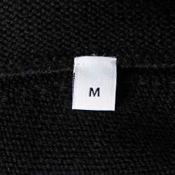 مملوكة مسبقًا Givenchy Black Intarsia Knit Wool Logoed Long Sleeve Sweater M