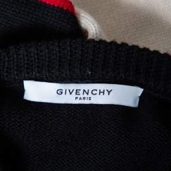 مملوكة مسبقًا Givenchy Black Intarsia Knit Wool Logoed Long Sleeve Sweater M