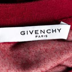 مملوكة مسبقًا Givenchy Red Velvet Rib Knit Trimmed Short Sleeve T-Shirt L