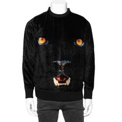 مملوكة مسبقًا Givenchy Black Printed Velour Shoulder Zip Detail Sweatshirt S