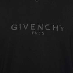 Givenchy Black Logo Printed Side Trim Detail Distressed T-Shirt S