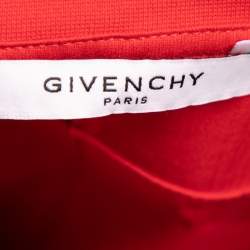 مملوكة مسبقًا Givenchy Red Distressed Cotton & Mesh Inset Short Sleeve T-Shirt S