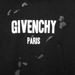 Pre Owned تي شيرت غيفنشي مدخلات شبك وقطن ممزق أسود طباعة شعار الماركة مقاس صغر جداً ( إكس سمول )