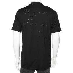 مملوكة مسبقًا Givenchy Black Distressed Cotton Logo Printed Oversized T-Shirt S