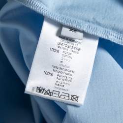 مملوكة مسبقًا Givenchy Blue Distressed Cotton & Mesh Inset Logo Printed T-Shirt XS