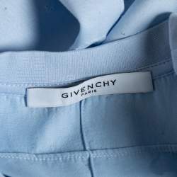 مملوكة مسبقًا Givenchy Blue Distressed Cotton & Mesh Inset Logo Printed T-Shirt XS