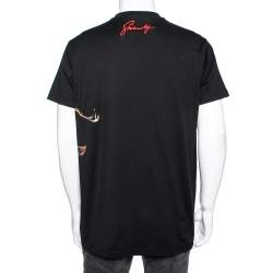 Pre Owned تي شيرت غيفنشي قطن أسود طباعة أسد برقبة عريضة مقاس صغير جداً ( إكس سمول )