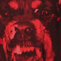 Pre Owned Givenchy Red Cotton Rottweiler Printed Distressed T-Shirt S