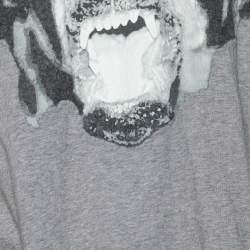 Pre Owned Givenchy Grey Mélange Knit Columbian Fit Rottweiler T-Shirt S