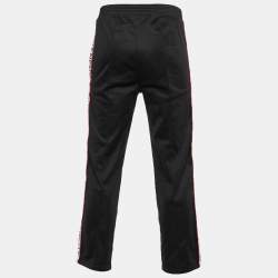 Pre Owned Givenchy Black Synthetic Logo Print Drawstring Track Pants L