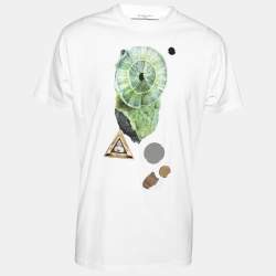 Pre Owned توب جيفنشي قطن أبيض مطبوع ومزخرف مرآة رقبة مستديرة مقاس صغير جداً (اكس سمول)