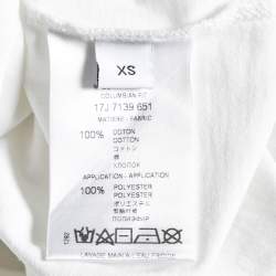 Pre Owned توب جيفنشي قطن أبيض مطبوع ومزخرف مرآة رقبة مستديرة مقاس صغير جداً (اكس سمول)