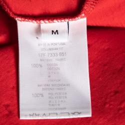 Pre Owned Givenchy Red Distressed Cotton & Mesh Inset Logo Printed T-Shirt M