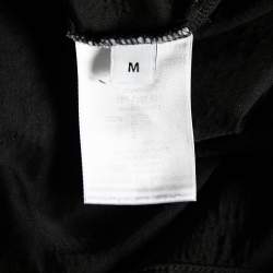 مملوكة مسبقًا Givenchy Black Distressed Cotton & Mesh Inset Logo Printed T-Shirt M