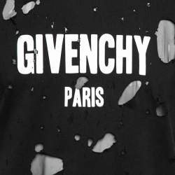 مملوكة مسبقًا Givenchy Black Distressed Cotton & Mesh Inset Logo Printed T-Shirt M