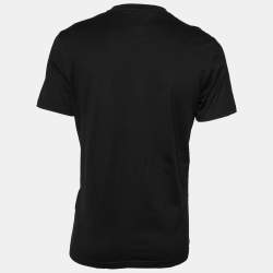 Pre Owned Givenchy Black Cotton Logo Applique Detail Short Sleeve T-Shirt L