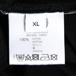 Pre Owned تي شيرت جيفنشي قطن أسود بطبعة الشعار وبأكمام قصيرة مقاس كبير جدًا - إكس لارج