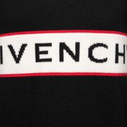 مملوكة مسبقًا Givenchy Black Logo Intarsia Knit Wool Long Sleeve Sweater M