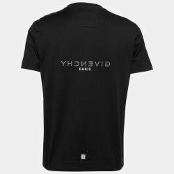 Pre Owned Givenchy Black Logo Print Cotton Short Sleeve Crew Neck T-Shirt M