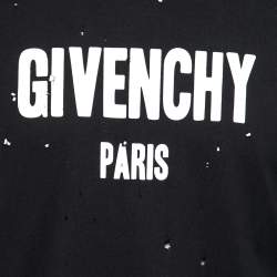 Pre Owned Givenchy Black Distressed Cotton Logo Printed Short Sleeve T-Shirt S