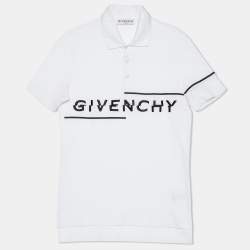 Pre Owned Givenchy White Cotton Logo Detail Polo T-Shirt S