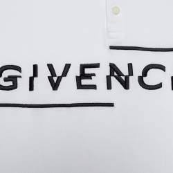 Pre Owned Givenchy White Cotton Logo Detail Polo T-Shirt S
