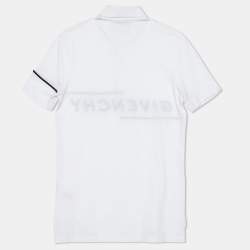 Pre Owned Givenchy White Cotton Logo Detail Polo T-Shirt S