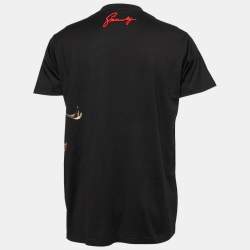Givenchy Black Cotton Lion Printed Crew Neck T-Shirt XS