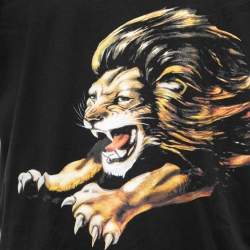 Givenchy Black Cotton Lion Printed Crew Neck T-Shirt XS