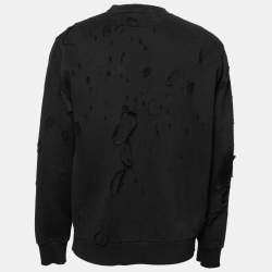 Pre Owned Givenchy Black Cotton Distressed Logo Sweatshirt S