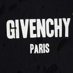 مملوكة مسبقًا Givenchy Black Logo Print Cotton Distressed Crew Neck Sweatshirt M
