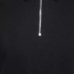 Pre Owned Givenchy Black Cotton Pique Zip Detail Short Sleeve Polo T-Shirt S