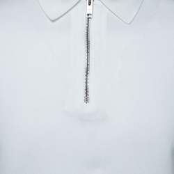 Pre Owned Givenchy White Cotton Pique Zip Detail Short Sleeve Polo T-Shirt S