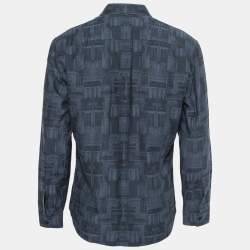 Givenchy Dark Blue Printed Cotton Button Front Shirt XL   
