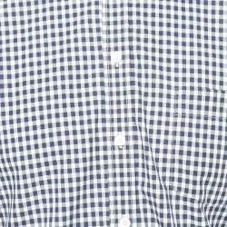 Givenchy Blue Gingham Print Cotton Button Front Shirt L