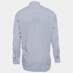 Givenchy Blue Gingham Print Cotton Button Front Shirt L