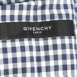 Givenchy Blue Gingham Print Cotton Button Front Shirt L