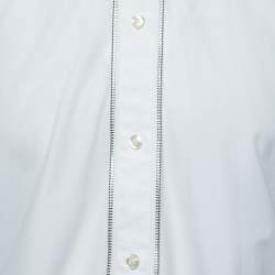 Givenchy White Cotton Chain Trimmed Button Front Shirt M
