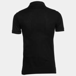 Pre Owned Givenchy Black Cotton Pique Logo Appliqued Short Sleeve Polo T-Shirt XS