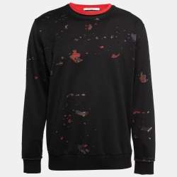 Givenchy Black Distressed Cotton Crewneck Sweatshirt XS