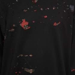Givenchy Black Distressed Cotton Crewneck Sweatshirt XS