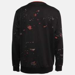 Givenchy Black Distressed Cotton Crewneck Sweatshirt XS
