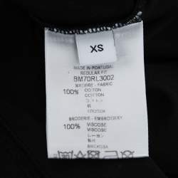 مملوكة مسبقًا Givenchy Black Logo Embroidered Cotton T-Shirt XS
