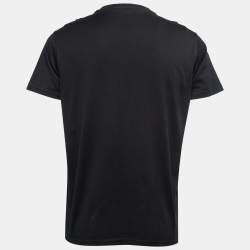 مملوكة مسبقًا Givenchy Black Logo Embroidered Cotton T-Shirt XS