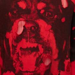 Givenchy Red Cotton Rottweiler Printed Hoodie S