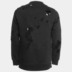 Givenchy Black Destroyed Effect Cotton Sweatshirt XS